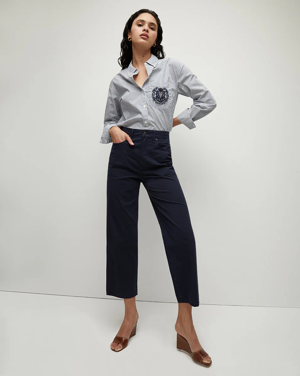Lloyd Striped Button-Down Top | Logo Crest | Veronica Beard