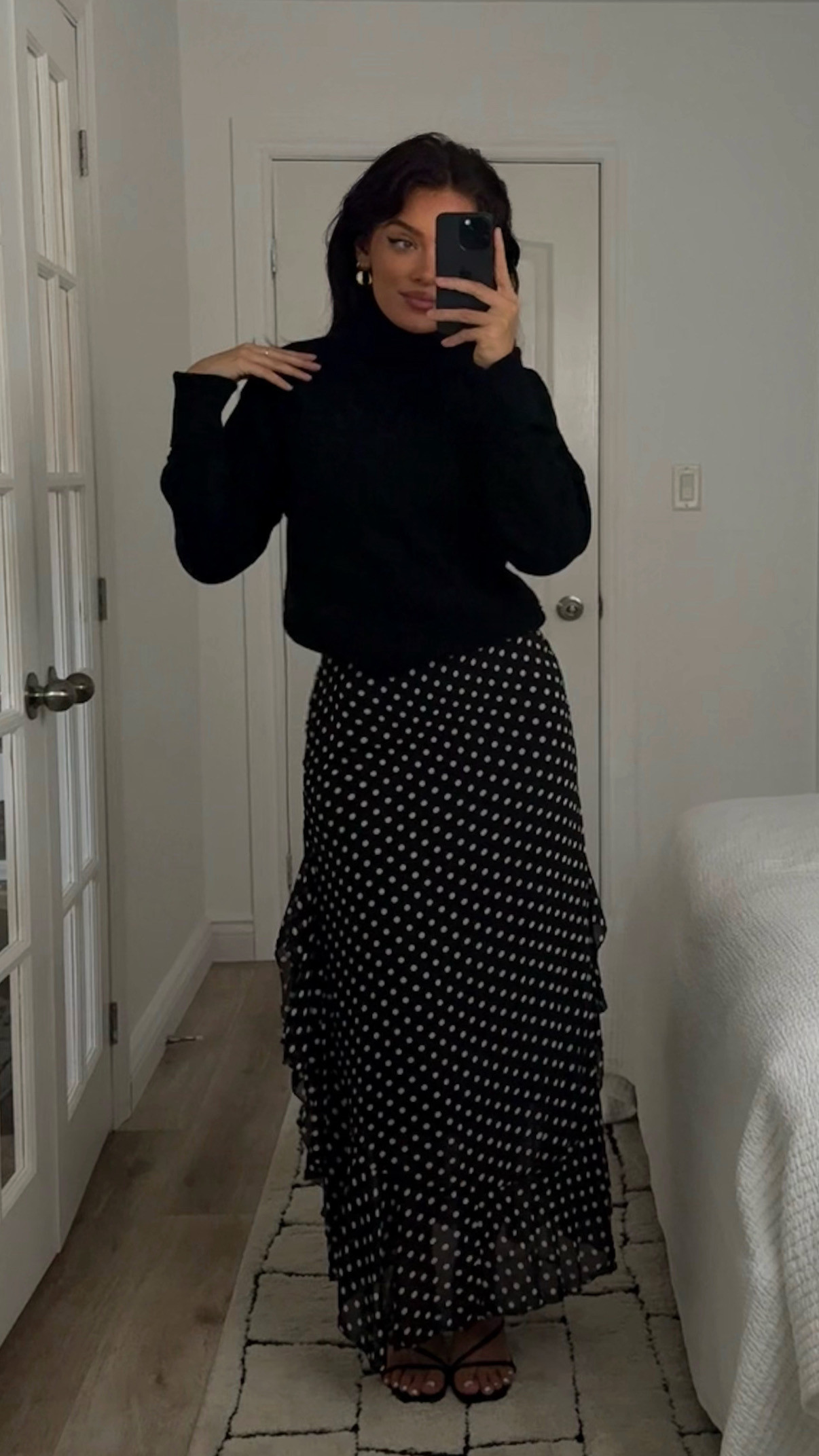 pinterest recreation with a long polka dot skirt/dress and a black turtleneck!  

 #LTKGiftGuide #LTKHoliday #LTKootd