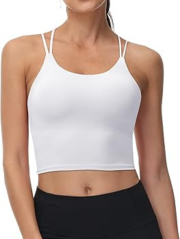 Women's Longline Sports Bra Padded Strappy Yoga Bra Fitness Running Workout Crop Tank Top（2pack... | Amazon (US)
