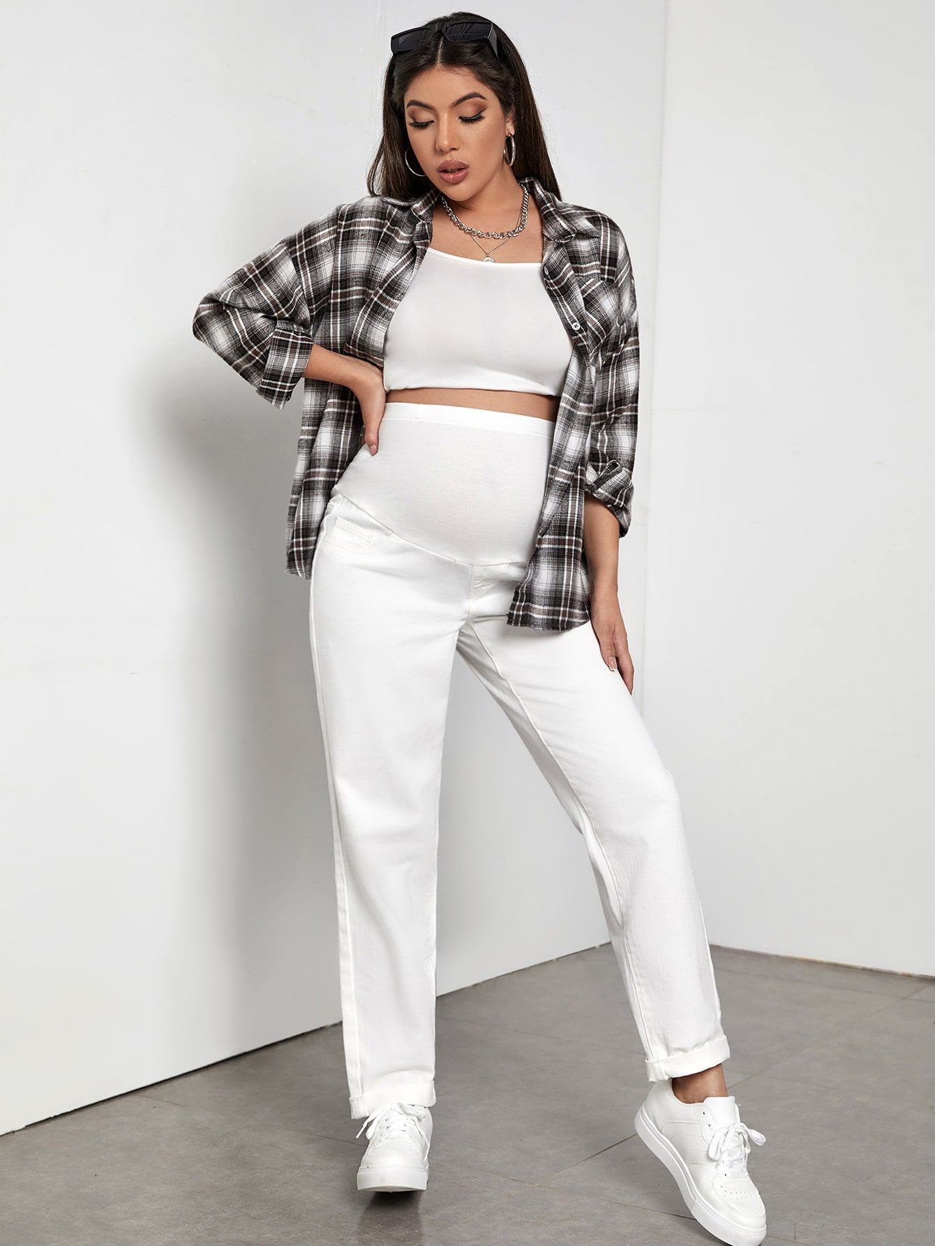 Maternity Wideband Waist Mom Jeans | SHEIN