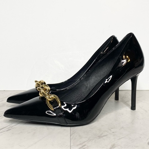 Jeffrey Campbell Black Patent Chain Link Heeled Pump 9 | Poshmark
