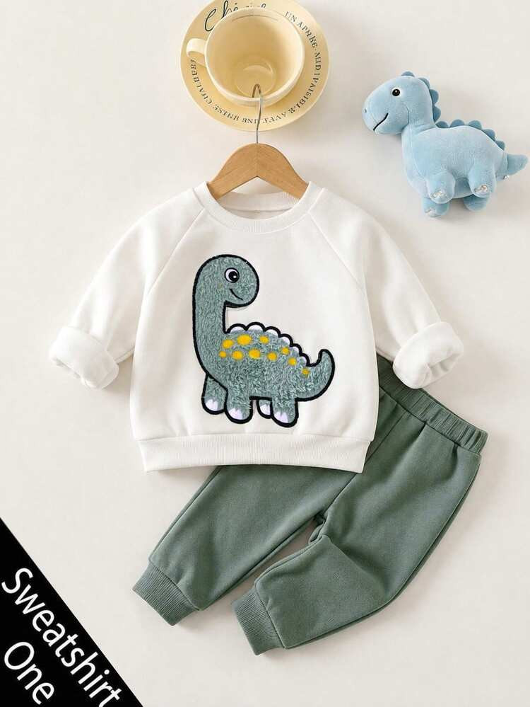 Cozy Pixies Kids Kids Infant Cartoon Dinosaur Crew Neck Long Sleeve Pullover Autumn Sweatshirt Ba... | SHEIN