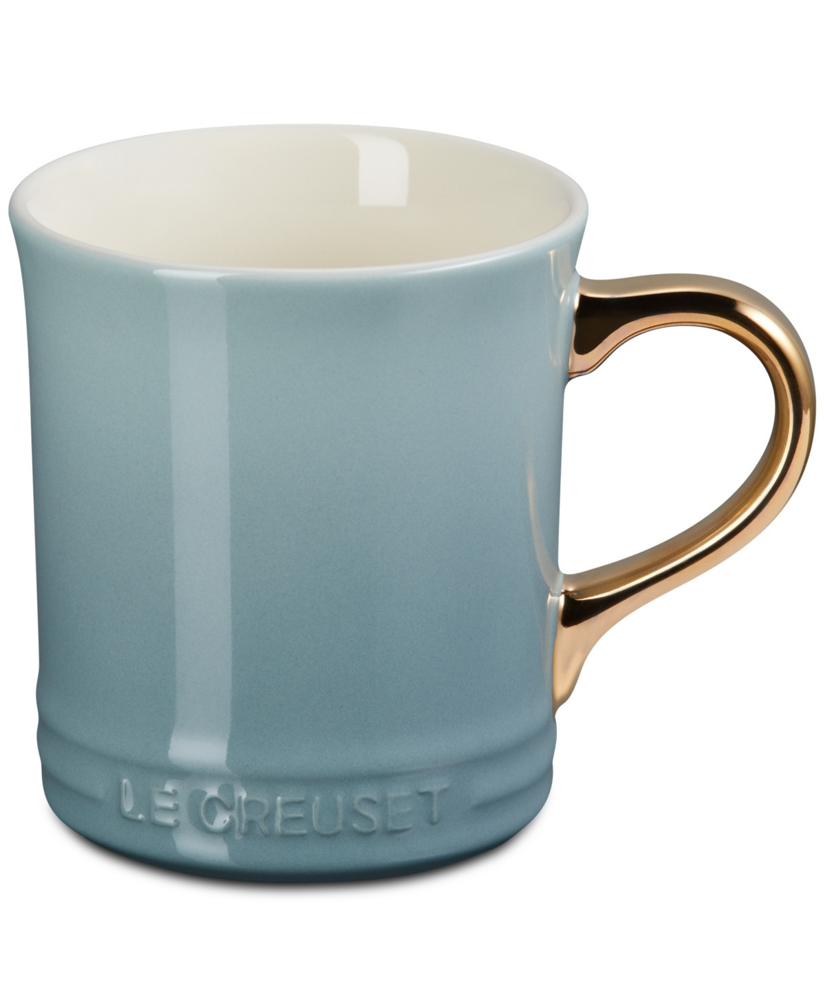 Le Creuset Stoneware Mug with Gold Metallic Handle, 14 oz. - Sea Salt | Macy's