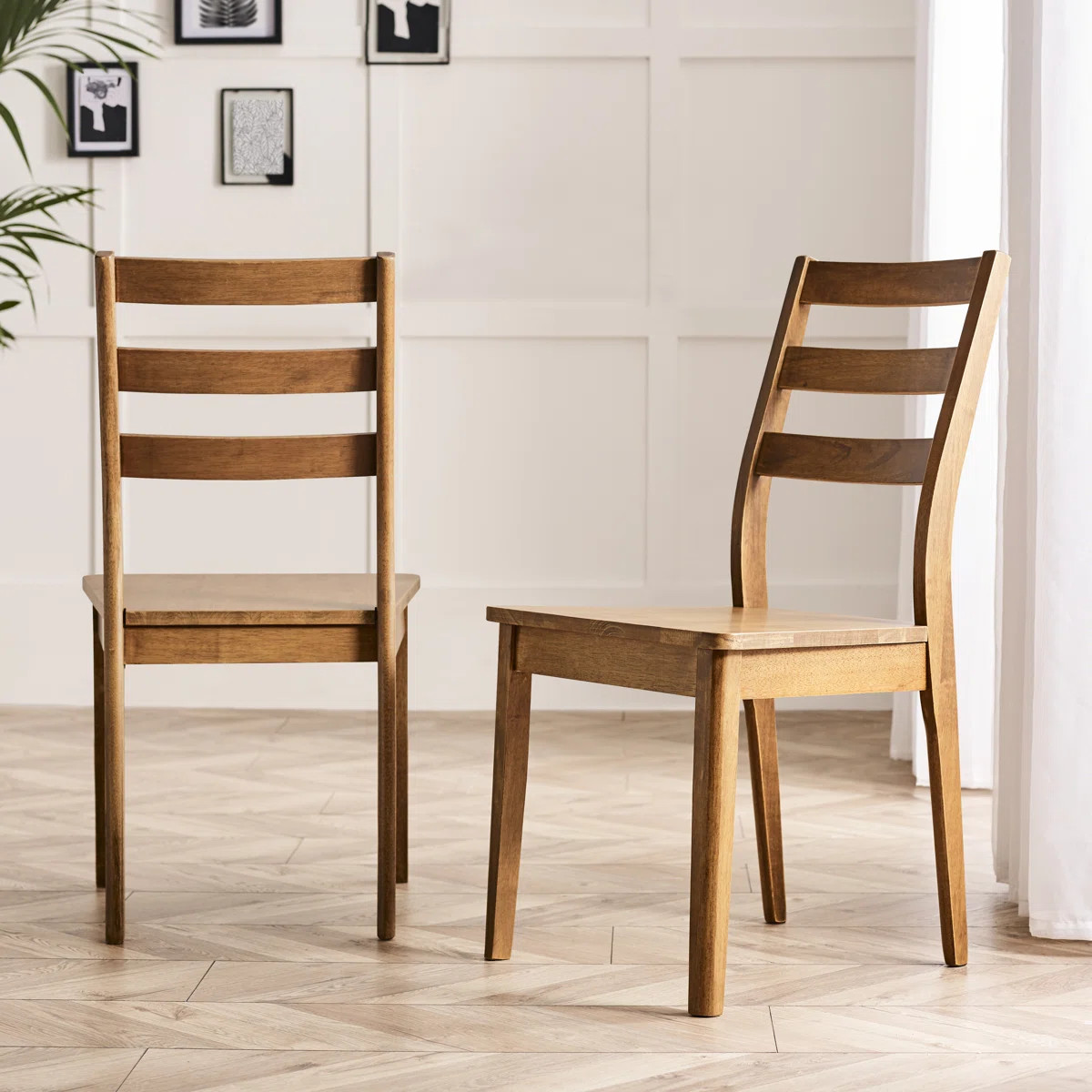 Drea Solid Wood Dining Chairs - Traditional Rustic Farmhouse Kitchen Chairs (Set of 2) | Wayfair North America