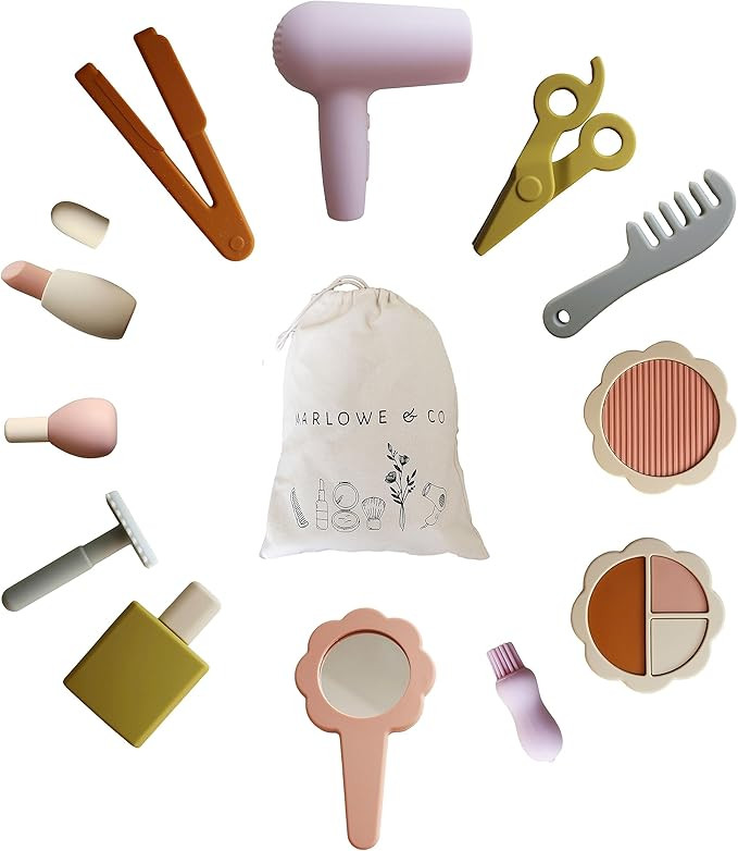 Marlowe & Co Silicone Hair Salon and Makeup Kit for Toddlers and Children, 12 Piece Pretend Play ... | Amazon (US)