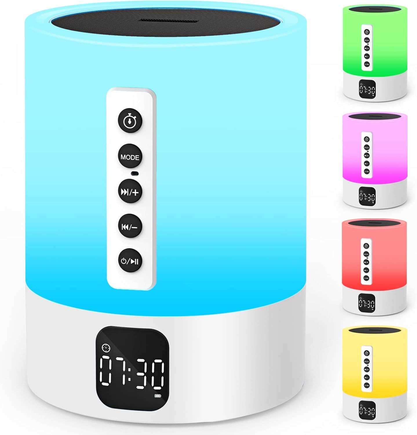 Night Light Bluetooth Speaker Alarm Clock, Sound Machine with White Noise, Touch Sensor Bedside L... | Amazon (US)