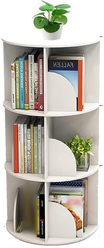 Toytexx Inc and Design 3 Tier 360° Rotating Stackable Shelves Bookshelf Organizer (White) | Amazon (US)
