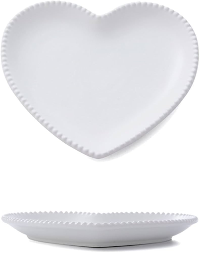 CHOOLD Elegant Ceramic Heart Shaped Dessert Plate for Kitchen Party, 7 Inch - 1 PCS | Amazon (US)