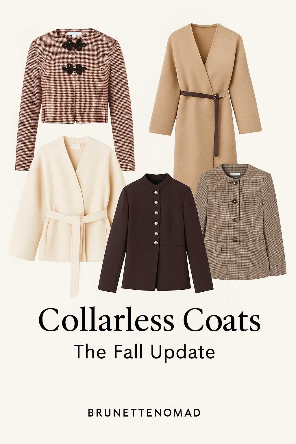 Collarless coats for fall 2025 

#outfitcollage