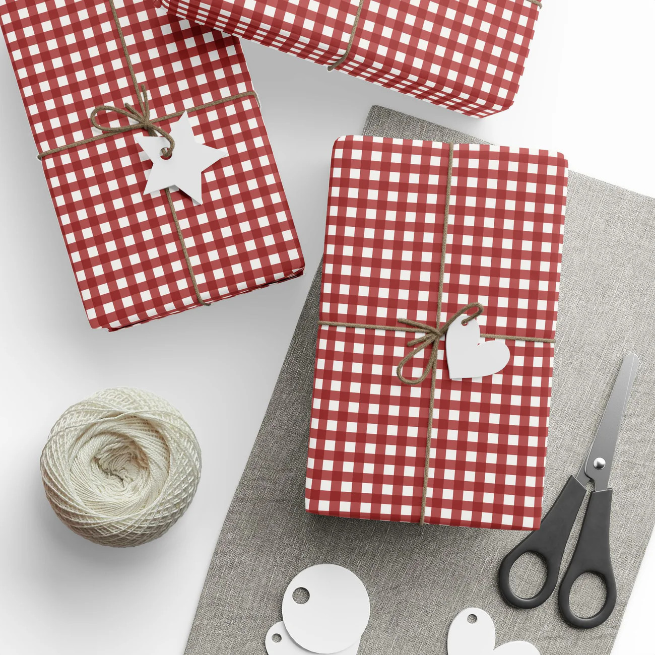 Cottage Gingham Wrapping Paper Red | Friend of Mine