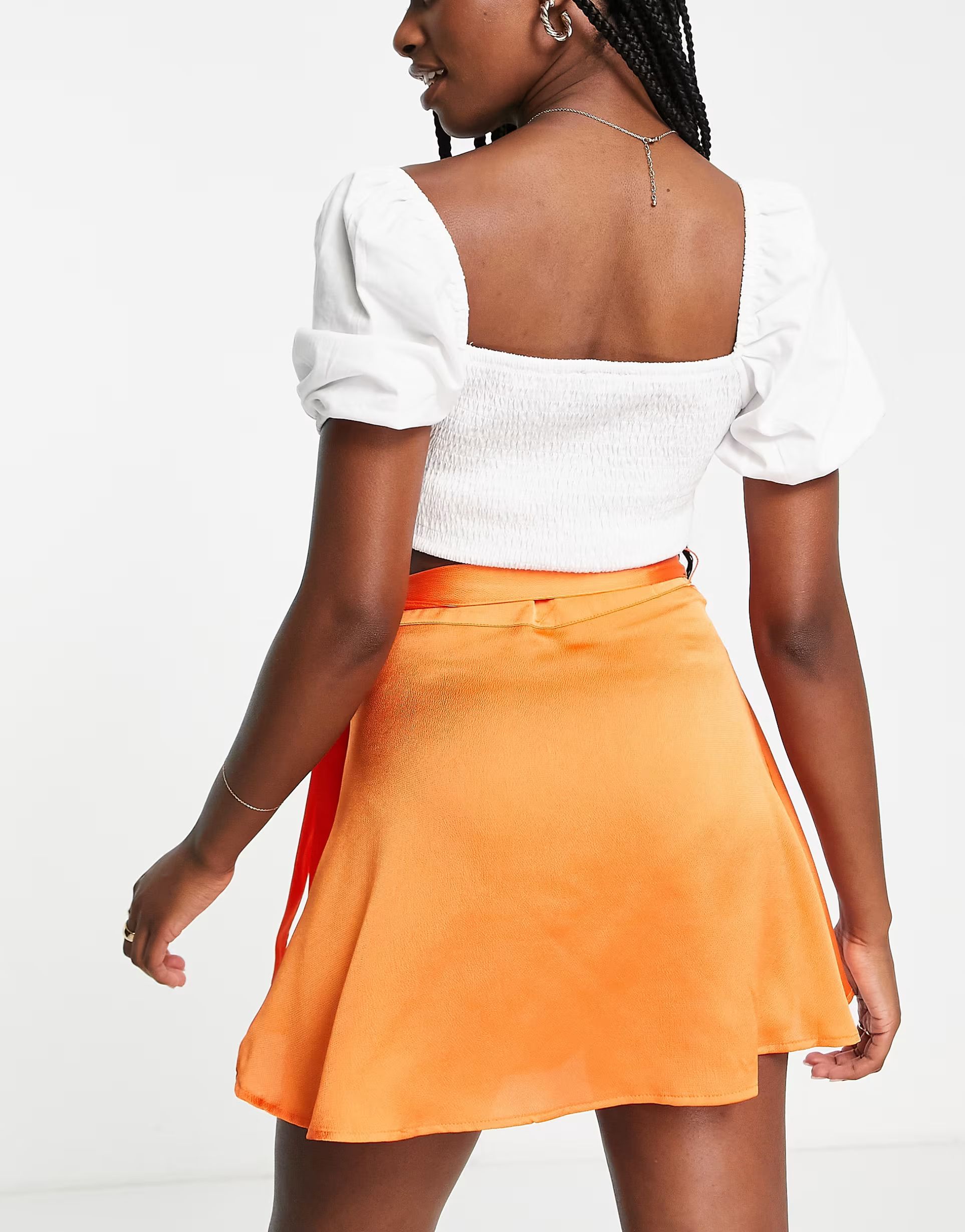 Stradivarius satin wrap mini skirt in orange  | ASOS | ASOS (Global)