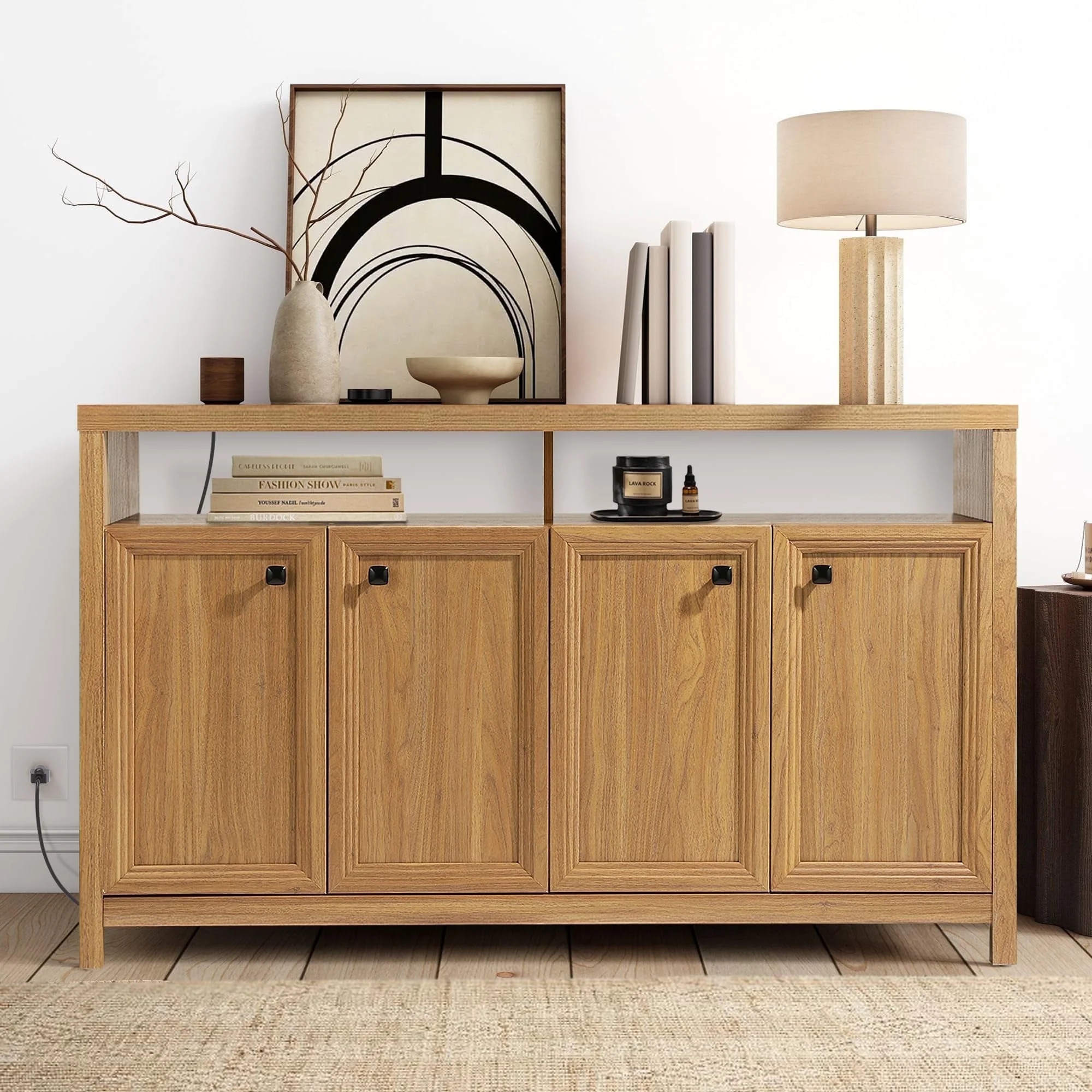 Buffet Cabinet Sideboard Pantry Kitchen Cabinet with Extra Thick MDF Panel Frame, Credenza Storag... | Walmart (US)