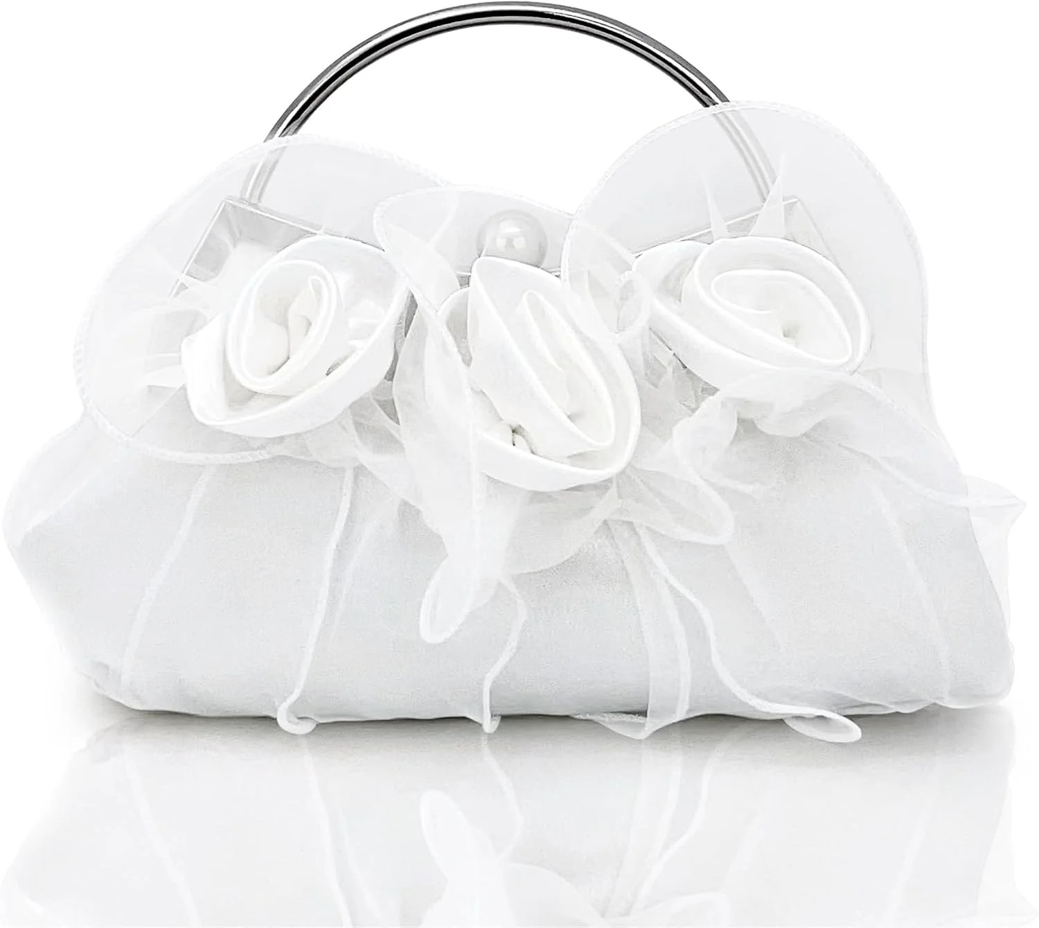 Elegant Satin Floral Clutch Purse with Detachable Chain Strap for Wedding, Prom, and Evening Part... | Walmart (US)