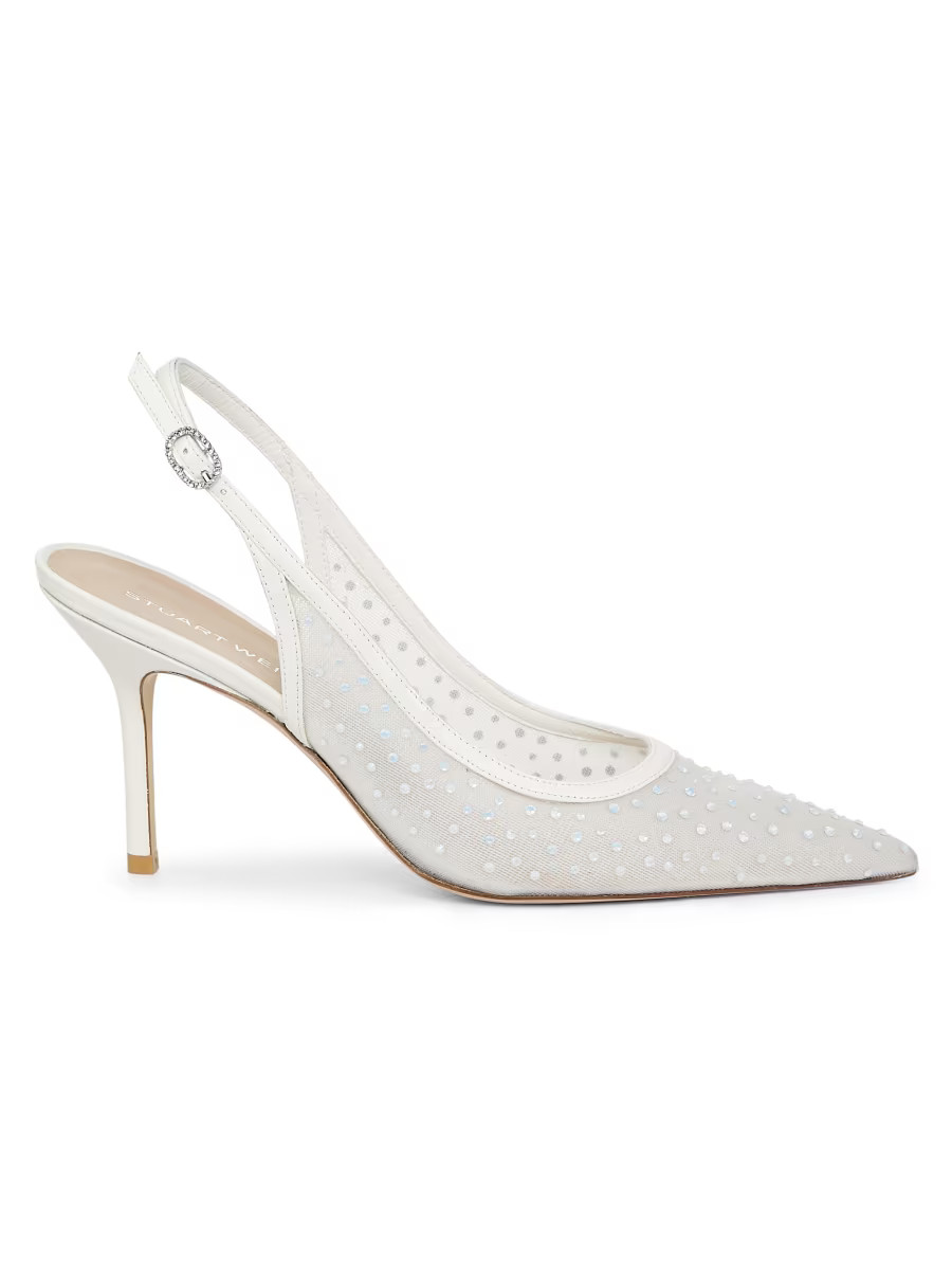 Emilia 85MM Mesh Crystal-Embellished Slingback Pumps | Saks Fifth Avenue