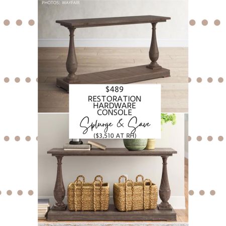 🚨Back in Stock🚨 This Restoration Hardware console Splurge and Save would look great in an entryway or living room. It’s been sold out for months, but it’s finally back! I also found other spindle and pedestal entryway tables, so there’s something for everyone. 

#restorationhardware #lookforless #console #console #entryway #decor #furniture #pedestal #rh. Restoration hardware entryway table dupe. Restoration hardware console table dupe. Look for less. Restoration hardware dupes. Restoration hardware style. Wood furniture. Pedestal table. Side table. Console table with shelf. Wayfair finds. 

#LTKhome #LTKstyletip #LTKsalealert