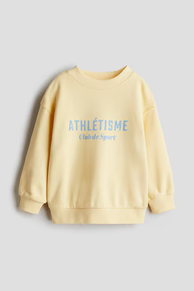 H & M - Printed Crewneck Sweatshirt - Yellow | H&M (US + CA)