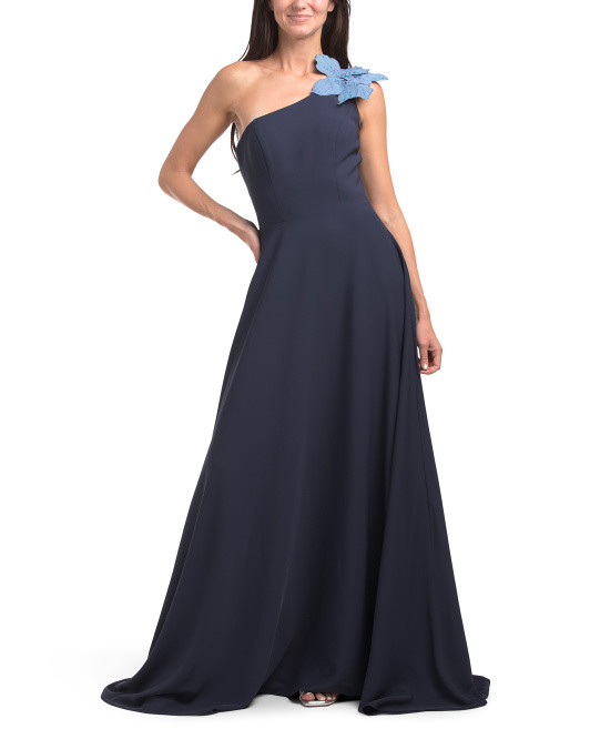 One Shoulder 3d Floral Gown | TJ Maxx
