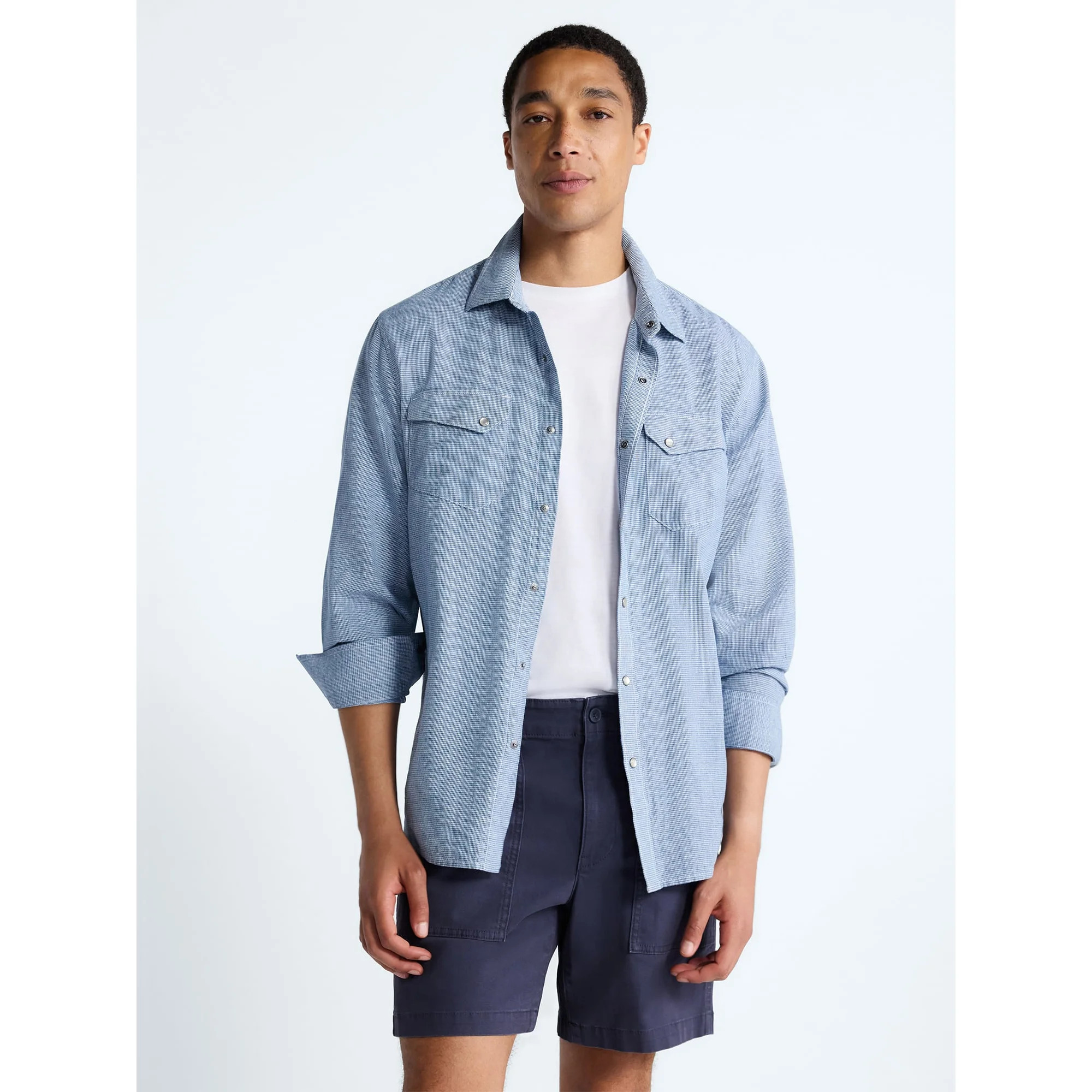 Free Assembly Men's Linen Blend Western Shirt, Sizes S-3XL | Walmart (US)