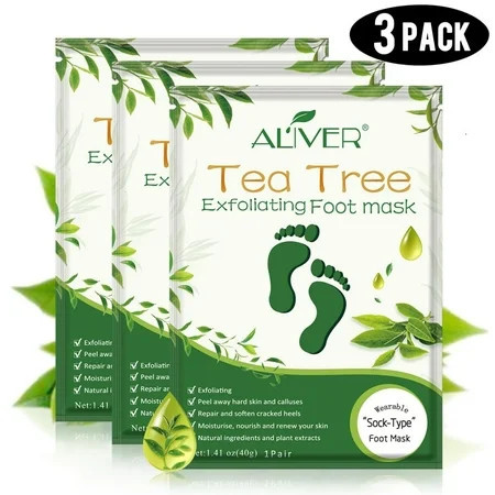 ALIVER Foot Peel Mask with Tea Tree - Feet Peeling Masks - Make Your Feet Baby Soft Smooth - Dead Skin & Callus Remover - Exfoliating Foot Mask for Dry, Cracked Feet - 3 Pack | Walmart (US)