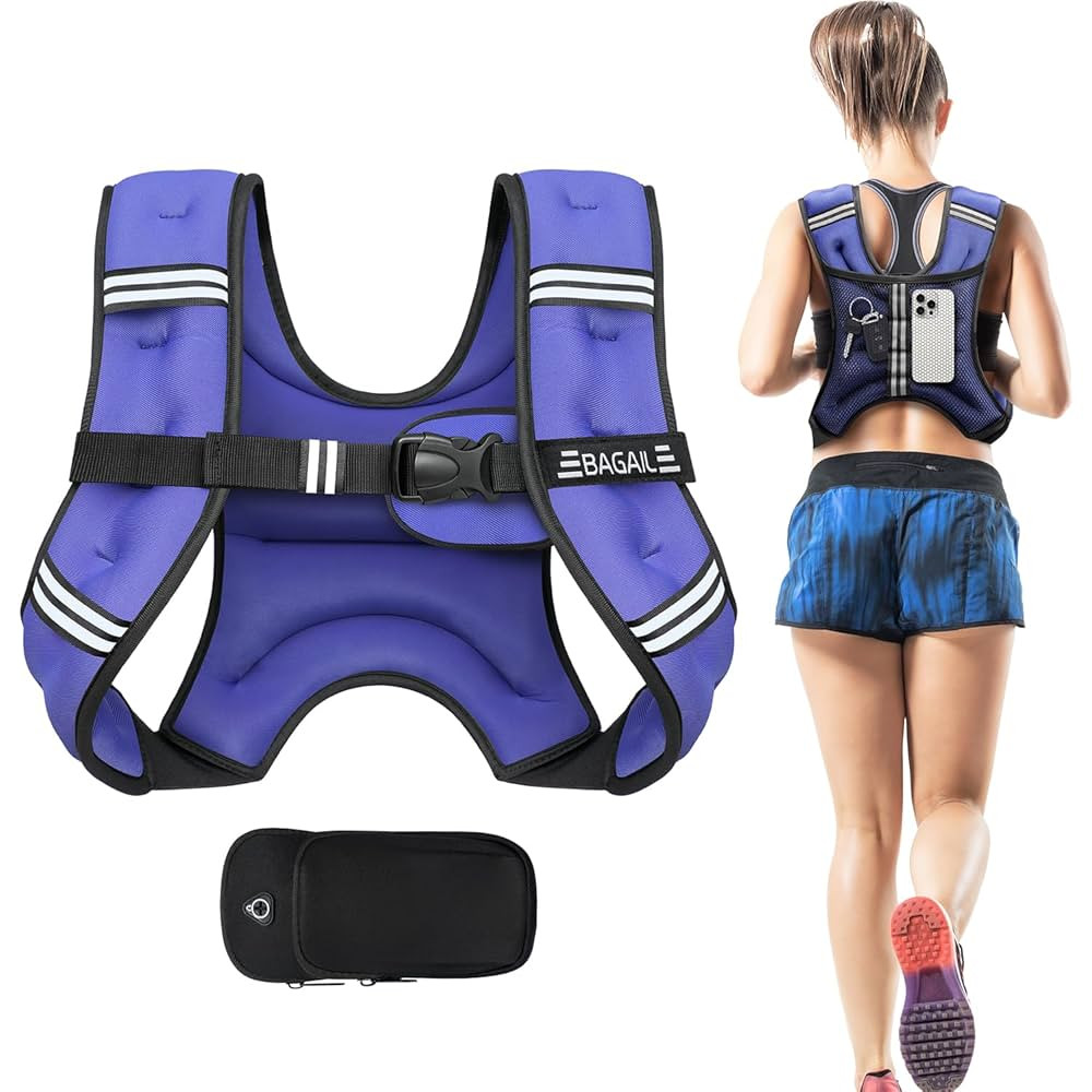 BAGAIL Weighted Vest, 5lbs/8lbs/10lbs/12lbs/15lbs/20lbs/25lbs/30lbs Weight Vest with Detachable P... | Amazon (US)