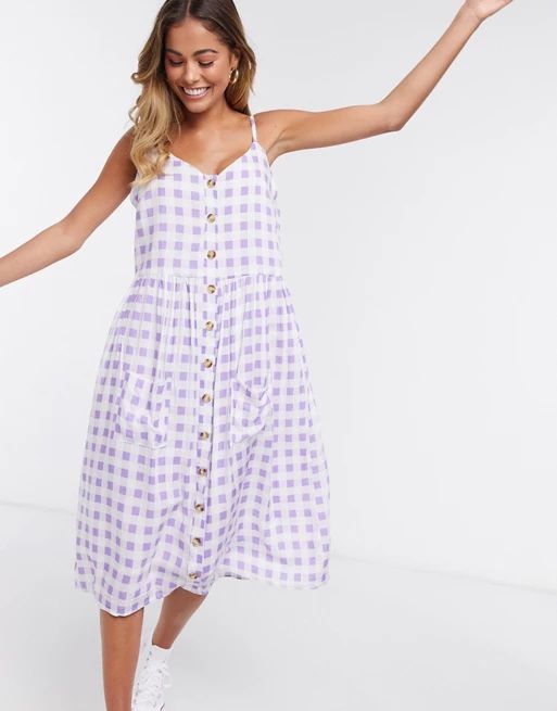 Daisy Street midi cami dress in gingham | ASOS (Global)