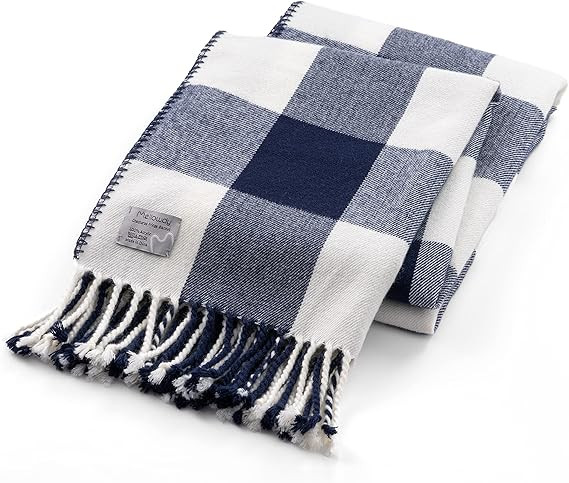 Mellowdy Classic Checkered Blanket - Faux Cashmere Plaid Throw with Fringe - Soft Woven, Lightwei... | Amazon (US)