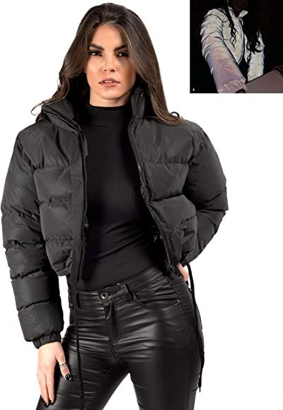 Lexi Fashion Womens Reflective Jacket Puffer Quilted Padded Cropped Coat | Amazon (UK)