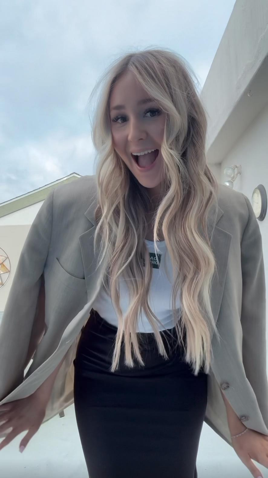 obsessed with this look! 

silk midi skirt | girl’s night out | ootn| oversized blazer | daily drills white tank | lace skirt | neutrals | going out look | date night outfit | style inspo | neutral style | tan blazer | chocolate brown skirt 