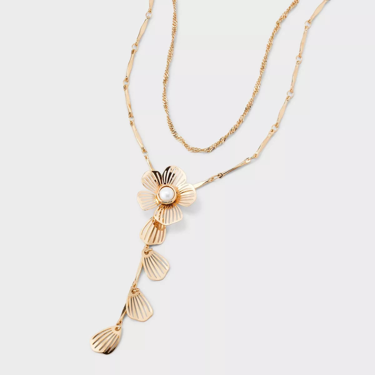 Petal Drop Y Multi-Strand Necklace - A New Day™ Gold | Target