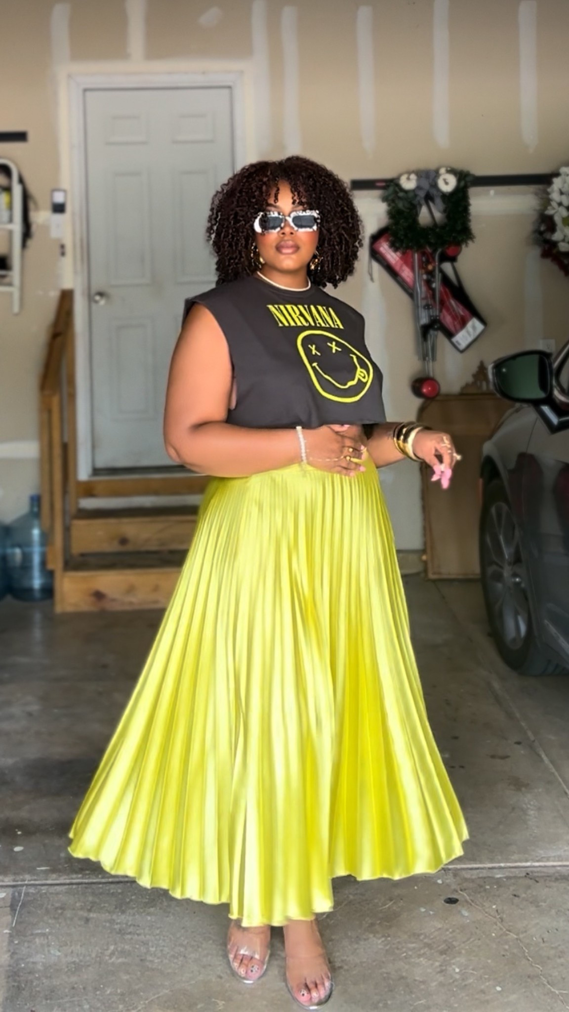 Muscle Tee - Fashion Nova > search Nirvana muscle tee
Skirt - ASOS (old) 

#LTKParties #LTKStyleTip #LTKFindsUnder50