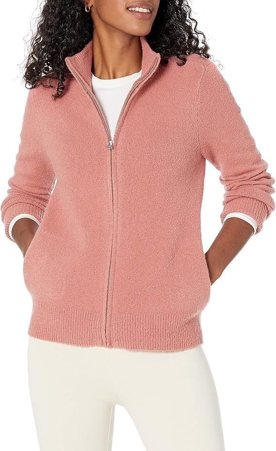 Amazon Brand - Daily Ritual Women's Relaxed Fit Cozy Boucle Zip-Front Cardigan Sweater | Amazon (US)