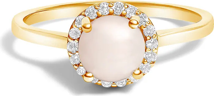10K Gold Gemstone and 1/10 Cttw Diamond Halo Birthstone Ring | Nordstrom