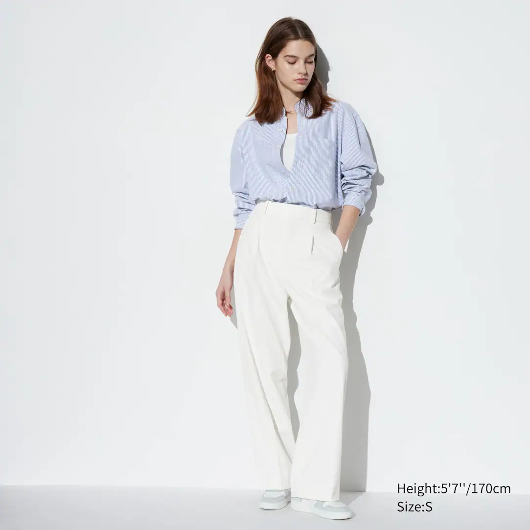 Pleated Wide Leg Trousers | UNIQLO (UK)