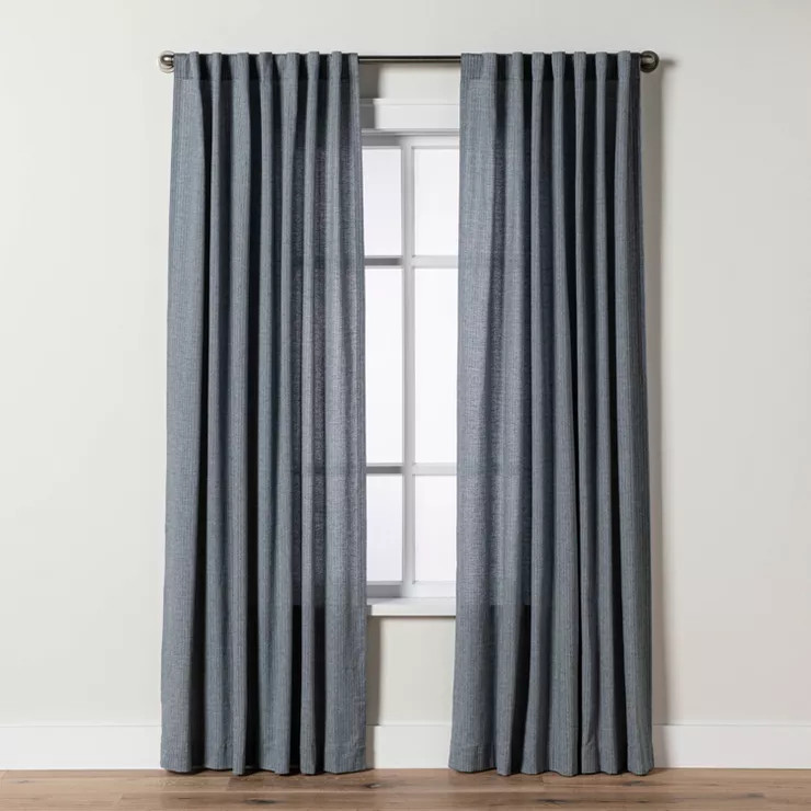 Chambray Stripe Curtain Panel Faded Blue - Hearth & Hand™ with Magnolia | Target