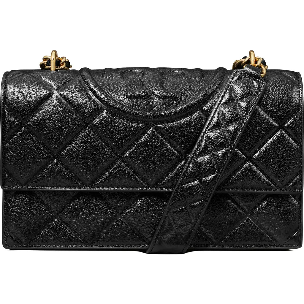 Tory Burch Small Fleming Diamond Quilted Leather Convertible Shoulder Bag in Black at Nordstrom | Nordstrom