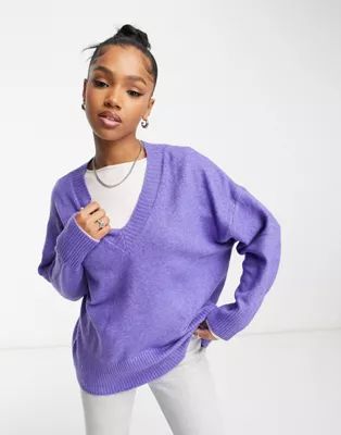 Stradivarius soft touch oversized sweater in lilac | ASOS (Global)