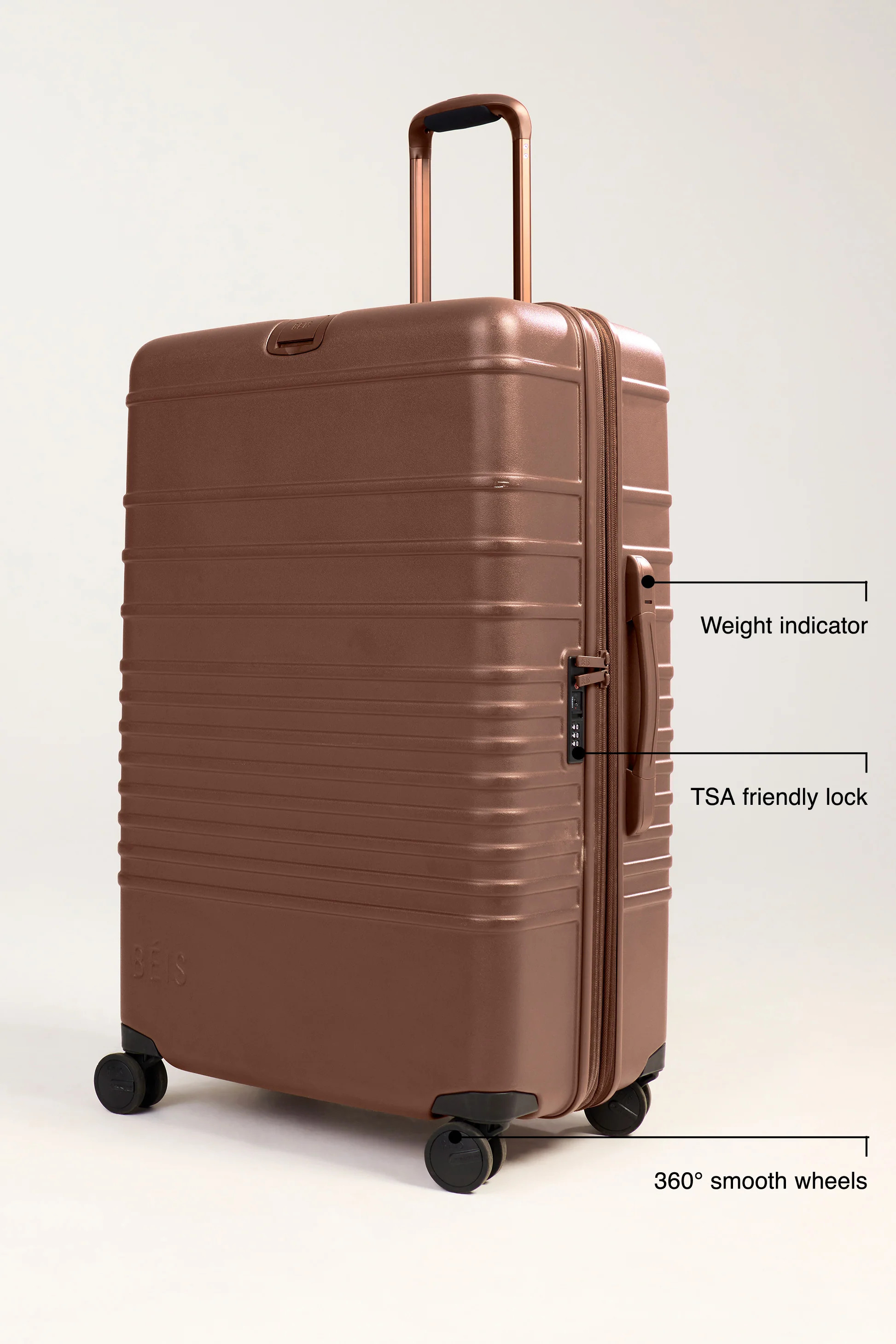 BÉIS 'The Large Check-In Roller' in Maple - Brown 29 inch Checked Suitcase & Check in Luggage | BÉIS Travel