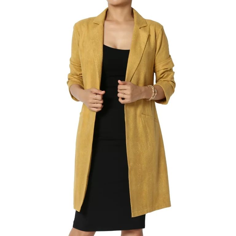 TheMogan Women's Snake Faux Suede Slim Fit Duster Jacket Open Front Long Blazer | Walmart (US)