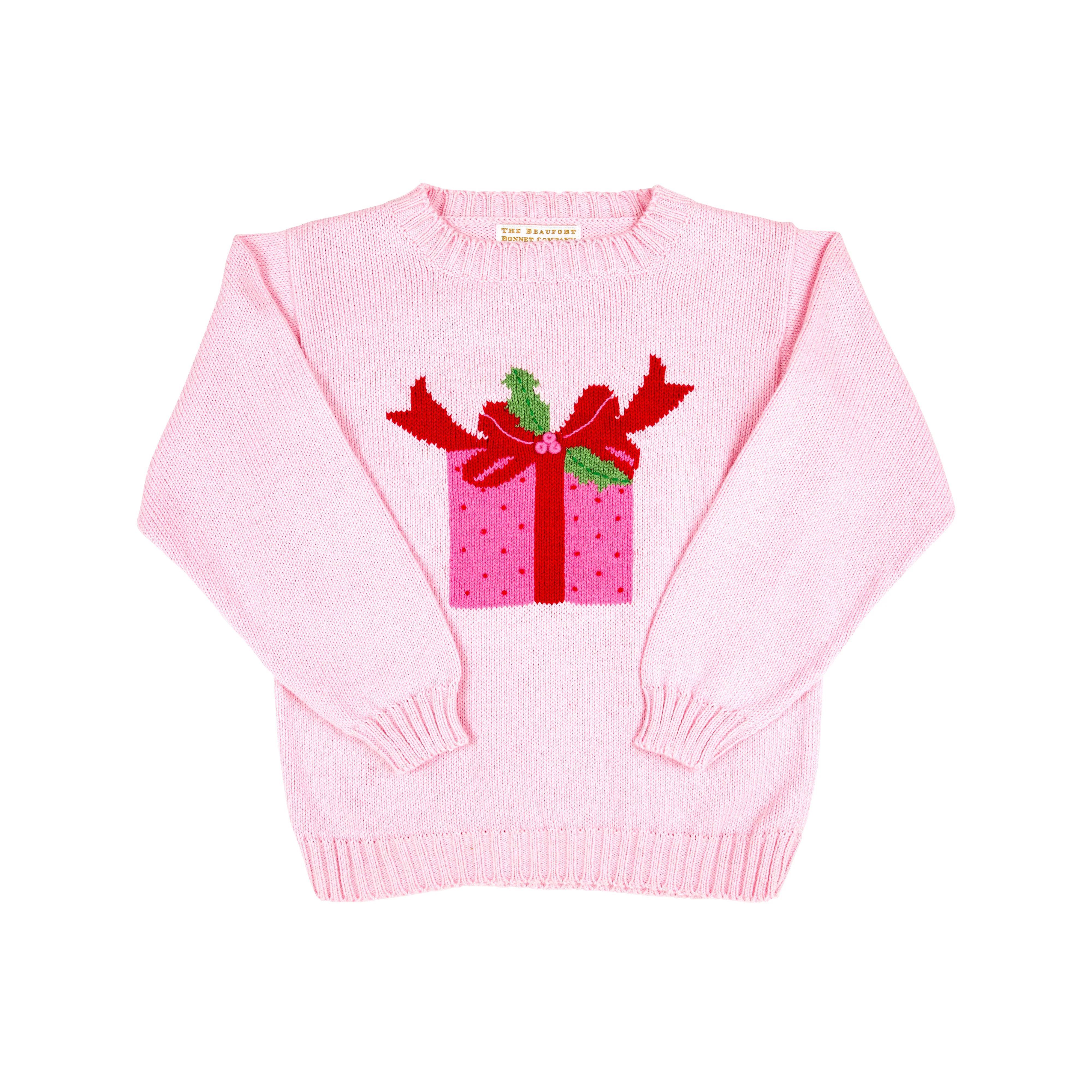 Isabelle's Intarsia Sweater - Palm Beach Pink with Gift Intarsia | The Beaufort Bonnet Company