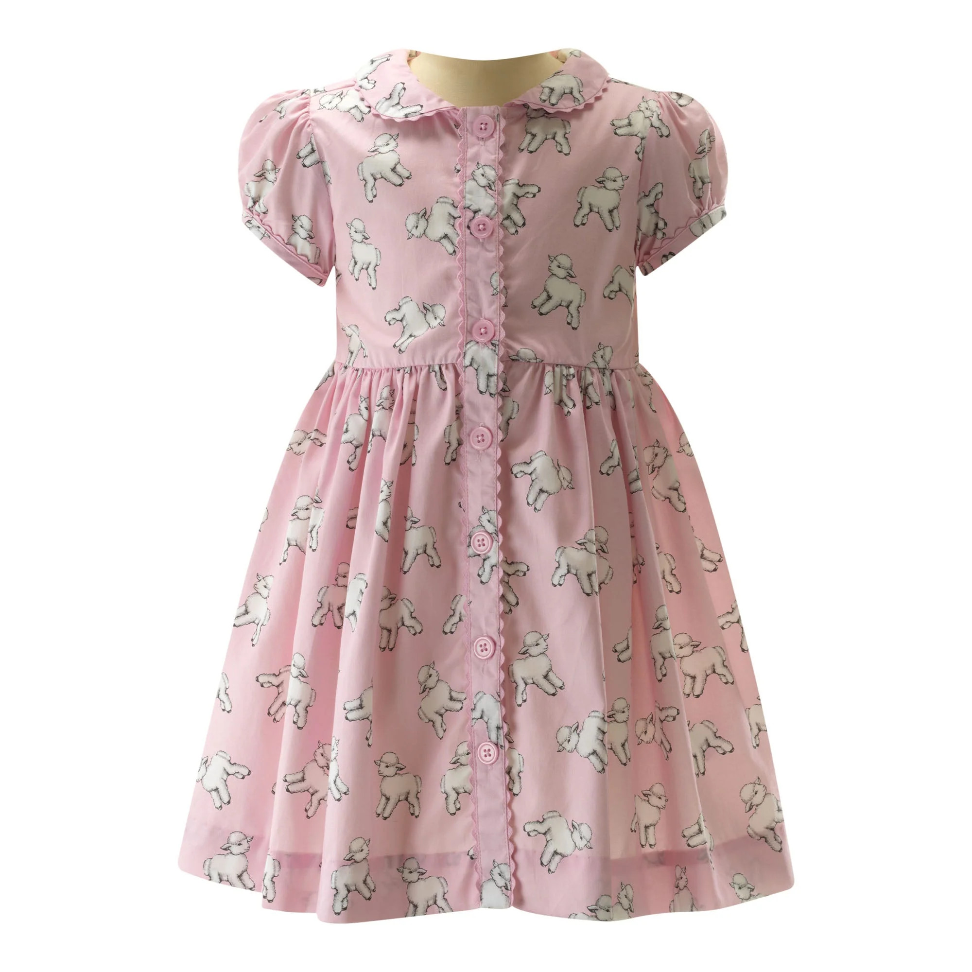 Lamb Button-front Dress | Rachel Riley