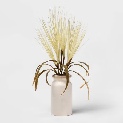 22" x 16" Artificial Grass Arrangement in Ceramic Pot White - Threshold™ | Target
