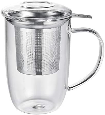 Enindel 3020.04 Glass Tea Mug with Infuser and Lid, Tea Cup, Clear, 18 OZ, GM004 | Amazon (US)