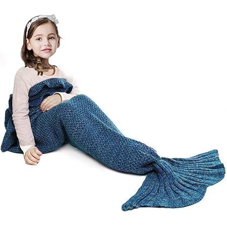 DDMY Mermaid Tail Blanket Crochet Mermaid Blankets for Adult Kids, Seasons Warm Soft Sofa Sleepin... | Amazon (US)