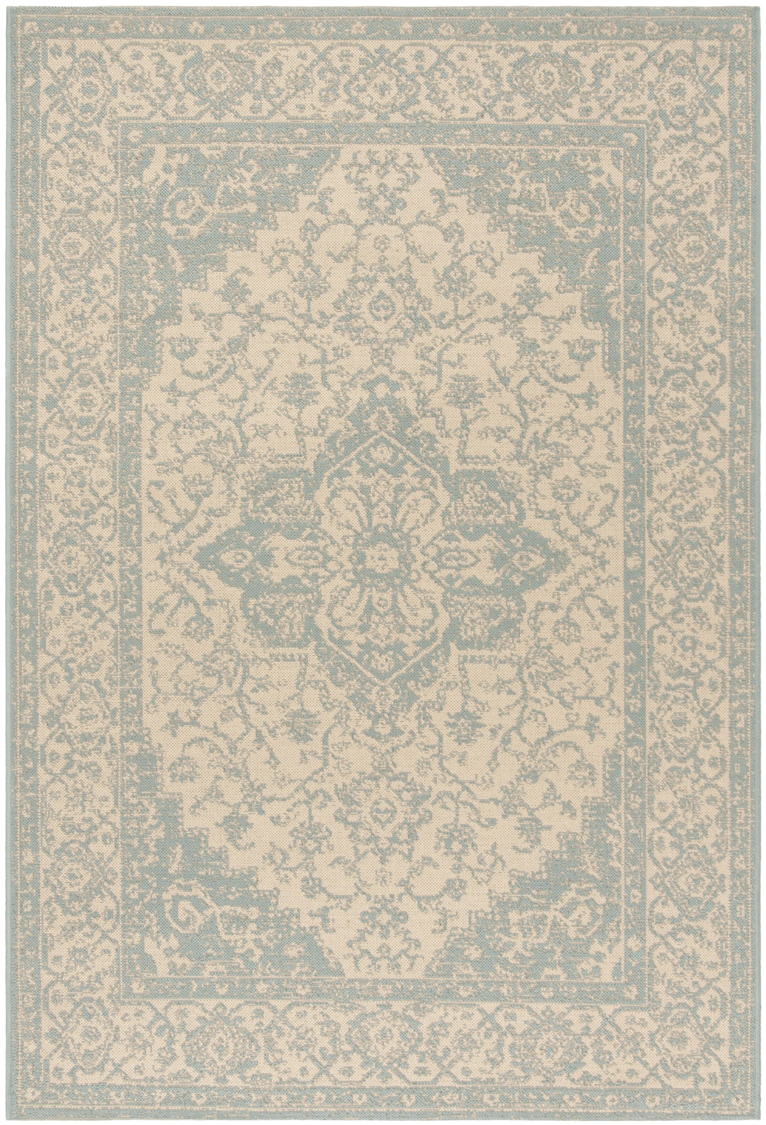 SAFAVIEH Beach House Stanice Medallion Indoor/Outdoor Area Rug, Cream/Aqua, 3' x 5' | Walmart (US)