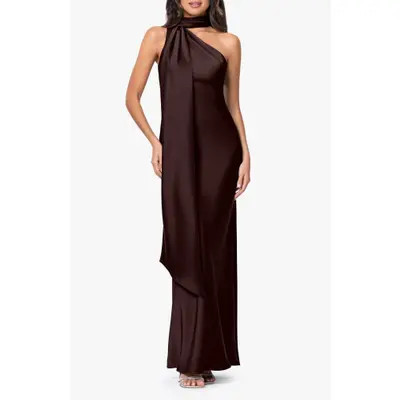 Asymmetric Tie Neck Satin Dress | Nordstrom