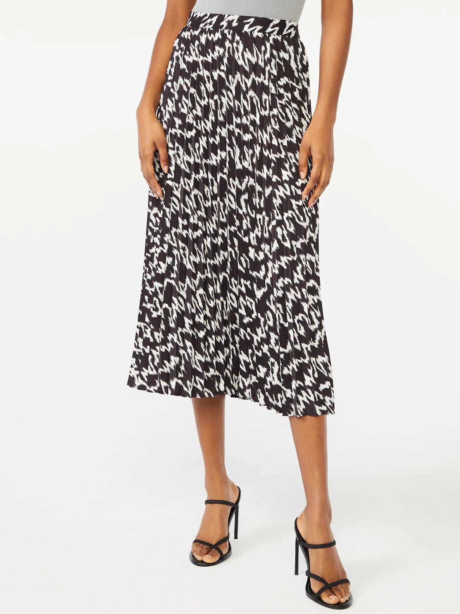 Scoop Women's Pleated Matte Satin Midi Skirt | Walmart (US)