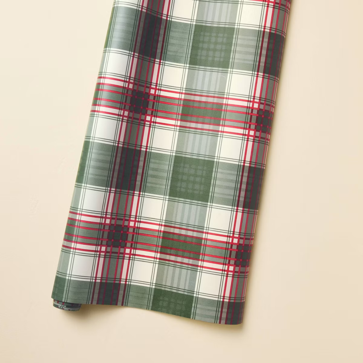 30 sq ft Traditional Tartan Plaid Printed Christmas Gift Wrap Green/Red/Cream - Hearth & Hand™ ... | Target