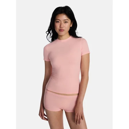 No Boundaries Fit Stretch Tee with Short Sleeves, Women's XS-XXXL | Walmart (US)
