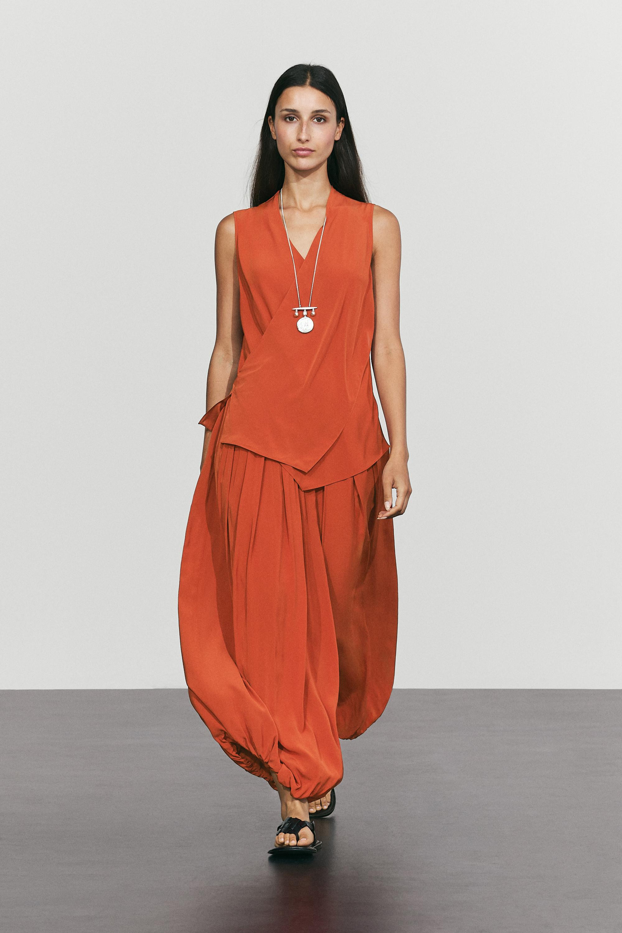 Flowing cross-over co-ord top | Massimo Dutti US