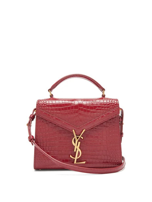 Saint Laurent - Cassandra Ysl-logo Croc-effect Leather Bag - Womens - Red | Matches (US)